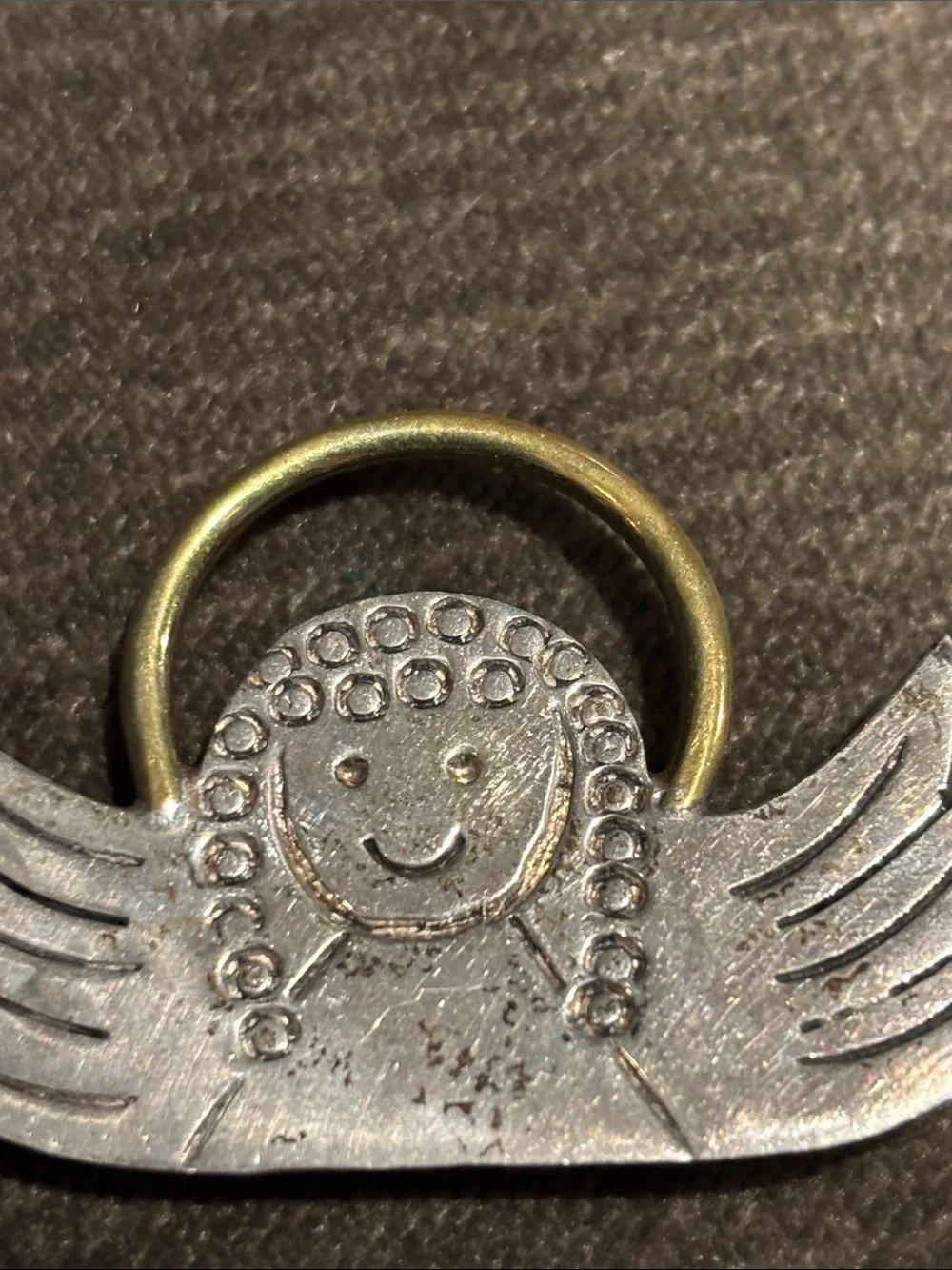 .925 Sterling Silver Angel Wing Brooch Pendant Pin - Real Silver Brass